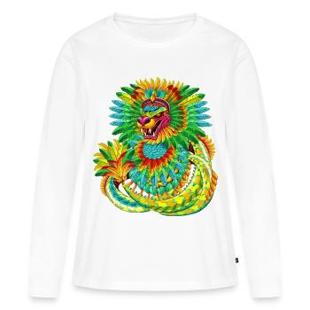 Gefiederte Schlange Quetzalcoatl steigt auf - Frauen Premium Bio Langarmshirt - Weiß - Vorne - Julia (174cm)