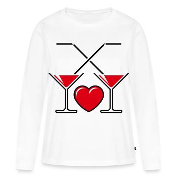 2 Cocktail Glasses + Heart (Cocktail / Love / 2C) - Women's Premium Organic Long Sleeve Shirt - white - Front - Julia (174cm)
