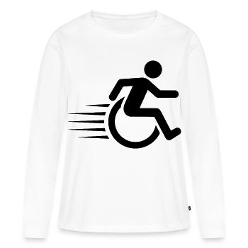 Schneller Rollstuhlfahrer in Bewegung # - Frauen Premium Bio Langarmshirt - Weiß - Vorne - Julia (174cm)