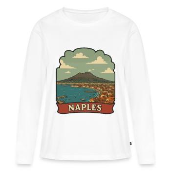 Neapel Mount Vesuvius Retro-Reiseaufkleber - Frauen Premium Bio Langarmshirt - Weiß - Vorne - Julia (174cm)