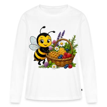 abeille, apiculteur, nid d’abeille, fleurs, insecte des prairies, - T-shirt manches longues Premium bio Femme - blanc - Devant - Julia (174cm)