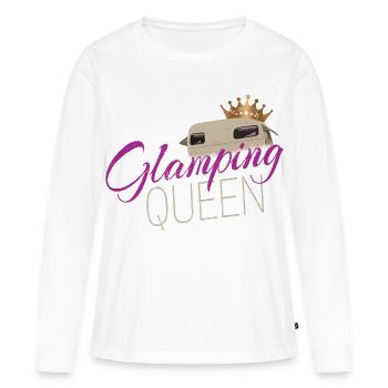 Camping de la Reine du Glamping avec une caravane vintage - T-shirt manches longues Premium bio Femme - blanc - Devant - Julia (174cm)