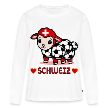 Schweiz Schafe - Kinder Fussball - Frauen Premium Bio Langarmshirt - Weiß - Vorne - Julia (174cm)
