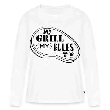 Mon grill Mes règles - T-shirt manches longues Premium bio Femme - blanc - Devant - Julia (174cm)