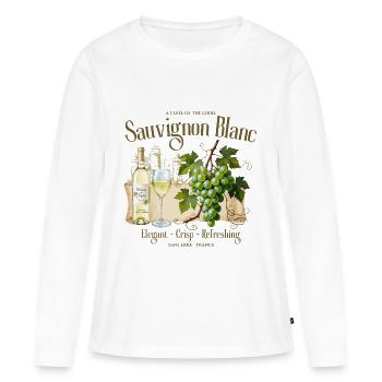 Loire Sauvignon Blanc élégant - T-shirt manches longues Premium bio Femme - blanc - Devant - Julia (174cm)