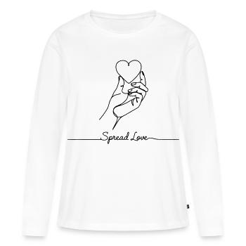 Spread Love – Minimalistische Herzlinien-Kunst - Frauen Premium Bio Langarmshirt - Weiß - Vorne - Julia (174cm)