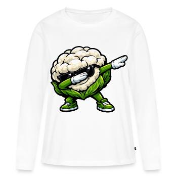 Tamponnement de légumes de chou-fleur Design végan - T-shirt manches longues Premium bio Femme - blanc - Devant - Julia (174cm)