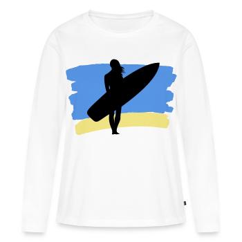 Beach Vibes – Surfer Girl - Frauen Premium Bio Langarmshirt - Weiß - Vorne - Julia (174cm)