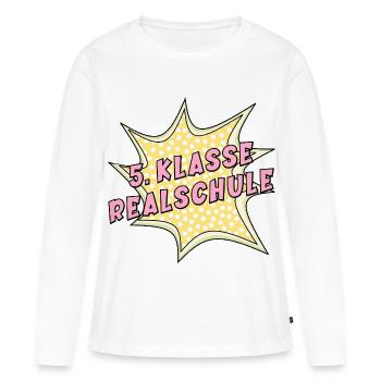 Changement d’école secondaire 5e année - T-shirt manches longues Premium bio Femme - blanc - Devant - Julia (174cm)