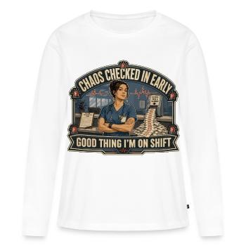 Le chaos était déjà là - T-shirt manches longues Premium bio Femme - blanc - Devant - Julia (174cm)