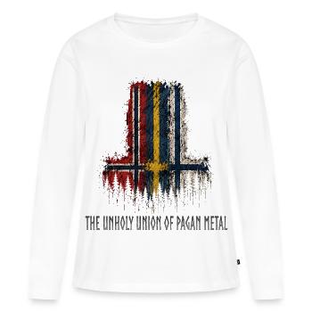 NORDIC METAL - T-shirt manches longues Premium bio Femme - blanc - Devant - Julia (174cm)