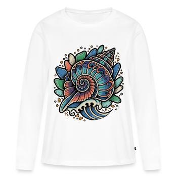 Nautilus Shell Spiral Ocean Wave Retro - Women's Premium Organic Long Sleeve Shirt - white - Front - Julia (174cm)