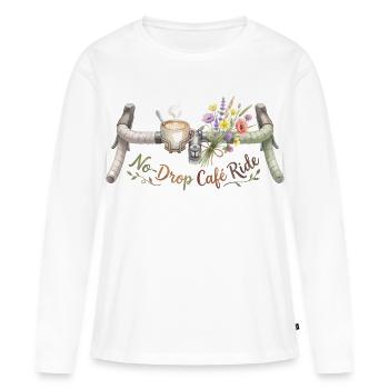 Art aquarelle du No-Drop Cafe Ride - T-shirt manches longues Premium bio Femme - blanc - Devant - Julia (174cm)
