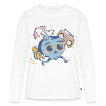 Fête de plage Skull Boombox - T-shirt manches longues Premium bio Femme - blanc - Devant - Julia (174cm)