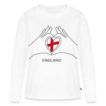 Cœur anglais avec un fan de sports au drapeau anglais - T-shirt manches longues Premium bio Femme - blanc - Devant - Julia (174cm)