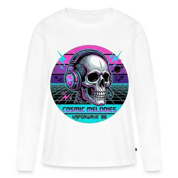 Squelette Retro Gaming Vaporwave 88 - T-shirt manches longues Premium bio Femme - blanc - Devant - Julia (174cm)