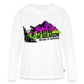 Plateau de Solaison Wall of Suffering Tee - Women's Premium Organic Long Sleeve Shirt - white - Front - Julia (174cm)