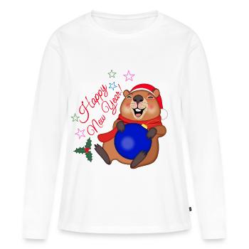 New Year's capybara - Women's Premium Organic Long Sleeve Shirt - white - Front - Julia (174cm)