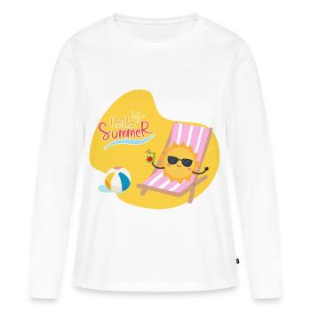 Hello Summer Sunshine - T-shirt manches longues Premium bio Femme - blanc - Devant - Julia (174cm)