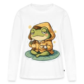 Grenouille en imperméable - T-shirt manches longues Premium bio Femme - blanc - Devant - Julia (174cm)