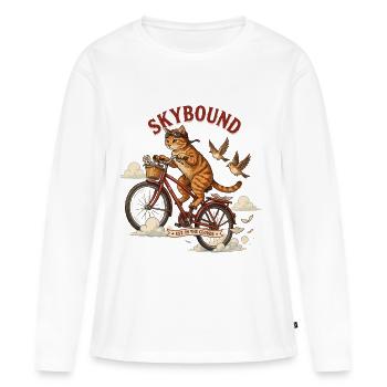Cycliste chat Skybound - T-shirt manches longues Premium bio Femme - blanc - Devant - Julia (174cm)