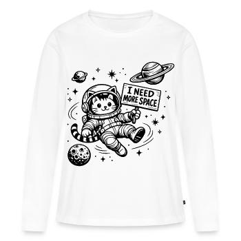 Ich brauche mehr Freiraum Katze im Weltall - Frauen Premium Bio Langarmshirt - Weiß - Vorne - Julia (174cm)
