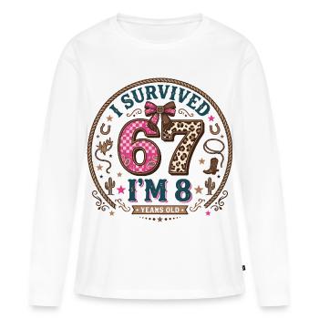 Anniversaire 8 Ans Fille Western Cowboy Cadeau - T-shirt manches longues Premium bio Femme - blanc - Devant - Julia (174cm)