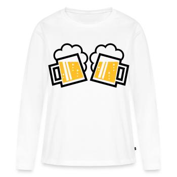 2 Bayrische Bierkrüge Prosten (Bier Maßkrüge / 2C) - Frauen Premium Bio Langarmshirt - Weiß - Vorne - Julia (174cm)