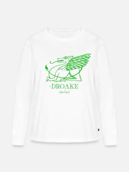 Droake / Drachengrün - Frauen Premium Bio Langarmshirt - Weiß