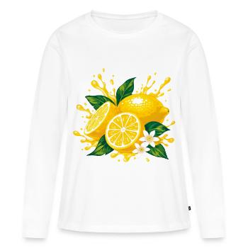 Explosion de couleur citronnée - T-shirt manches longues Premium bio Femme - blanc - Devant - Julia (174cm)