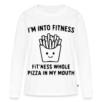 I'm Into Fitness – Lustiges Fast Food & Gym Spruch - Frauen Premium Bio Langarmshirt - Weiß - Vorne - Julia (174cm)