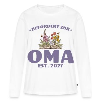 Befördert Zur Oma 2027 Schwangerschaft Geschenk - Frauen Premium Bio Langarmshirt - Weiß - Vorne - Julia (174cm)