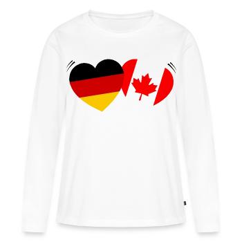 Herzflaggen Deutsch-Canada - Frauen Premium Bio Langarmshirt - Weiß - Vorne - Julia (174cm)