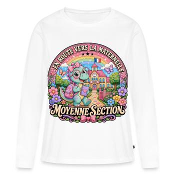 Dinosaure Maternelle Moyenne Section Fille - T-shirt manches longues Premium bio Femme - blanc - Devant - Julia (174cm)