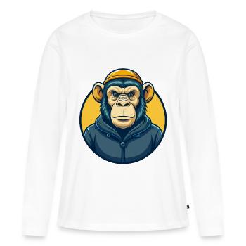 Chimpanzee Kawaii Mascot Cartoon Clipart Logo - Women's Premium Organic Long Sleeve Shirt - white - Front - Julia (174cm)