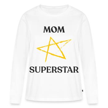 Mama SUPERSTAR - Frauen Premium Bio Langarmshirt - Weiß - Vorne - Julia (174cm)