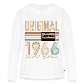 60e anniversaire, 60 ans - T-shirt manches longues Premium bio Femme - blanc - Devant - Julia (174cm)