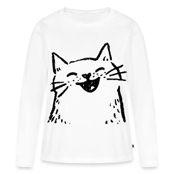 Die Lachkatze - Frauen Premium Bio Langarmshirt - Weiß - Vorne - Julia (174cm)