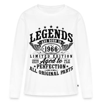 60 ans 60 ans 1966 Vintage Né - T-shirt manches longues Premium bio Femme - blanc - Devant - Julia (174cm)