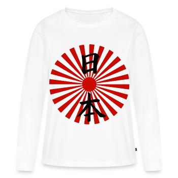 Japon et soleil levant (noir) - T-shirt manches longues Premium bio Femme - blanc - Devant - Julia (174cm)