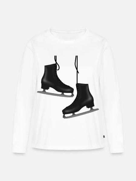 Eiskunstlauf Schlittschuhe - Frauen Premium Bio Langarmshirt - Weiß