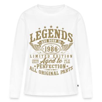 40e anniversaire 1986 Vintage Born Vintage - T-shirt manches longues Premium bio Femme - blanc - Devant - Julia (174cm)