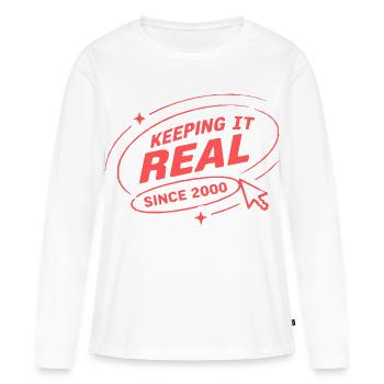 Real 2000s Retro Badge - Frauen Premium Bio Langarmshirt - Weiß - Vorne - Julia (174cm)