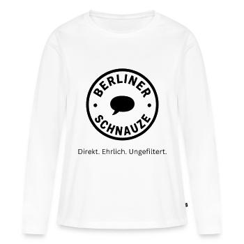 Berliner Schnauze - Direkt Ehrlich Ungefiltert - Frauen Premium Bio Langarmshirt - Weiß - Vorne - Julia (174cm)