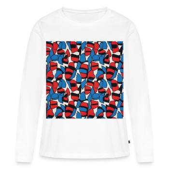 60er-Jahre-geometrische-Op-Art-Muster - Frauen Premium Bio Langarmshirt - Weiß - Vorne - Julia (174cm)