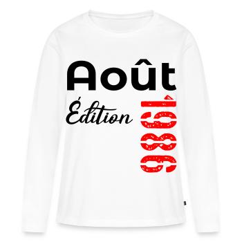 Anniversaire Août 1986 - T-shirt manches longues Premium bio Femme - blanc - Devant - Julia (174cm)