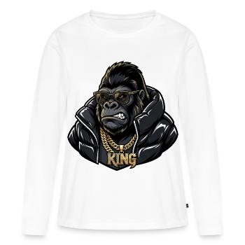 Urban Gorilla King – Streetwear Style - Women's Premium Organic Long Sleeve Shirt - white - Front - Julia (174cm)