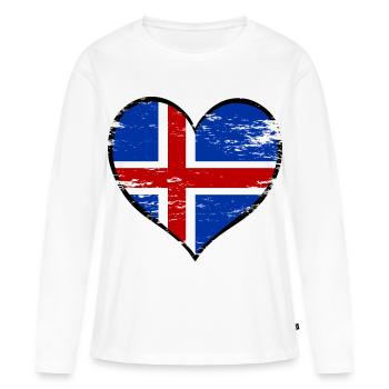 Drapeau du cœur islandais utilisé - T-shirt manches longues Premium bio Femme - blanc - Devant - Julia (174cm)