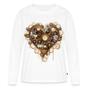 Machine à horlogerie rétro steampunk Heart Love - T-shirt manches longues Premium bio Femme - blanc - Devant - Julia (174cm)