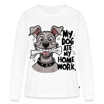 My Dog Ate My Homework - Women's Premium Organic Long Sleeve Shirt - white - Front - Julia (174cm)